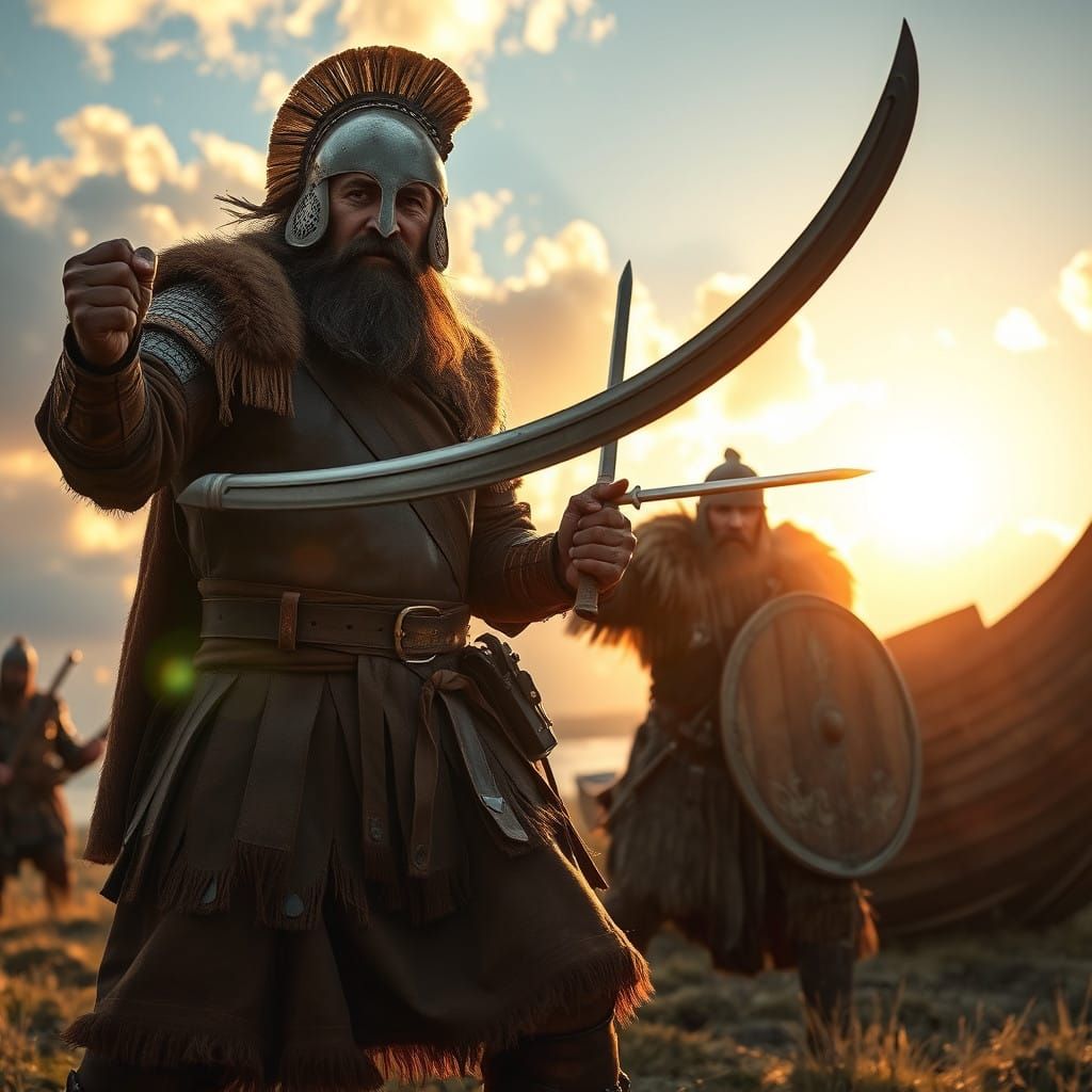 Epic Clash of Mongol and Viking Warriors at Dawn