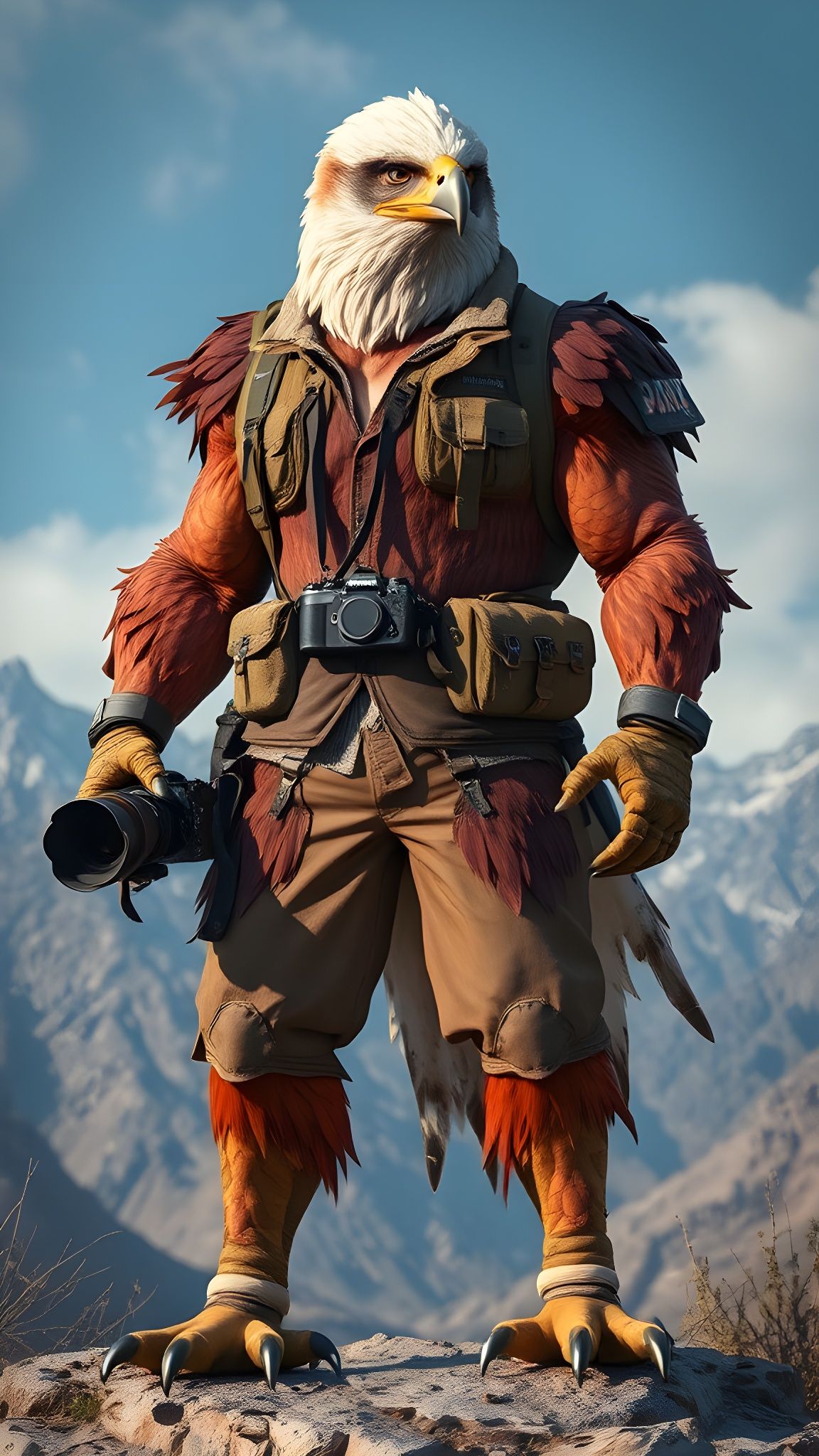 Eagle-Photographer Hybrid: A Majestic Fusion of Man and Bird