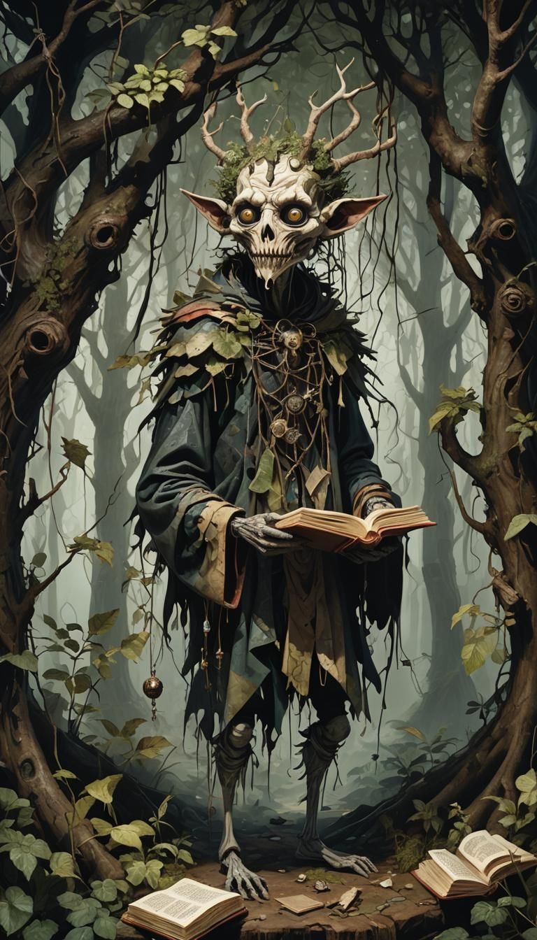 Grotesque Marionette Emerges from Twisted Forest