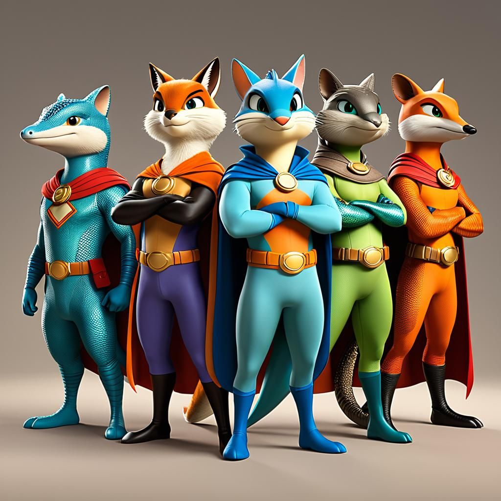 Animal League of Justice in 3D Digital Art