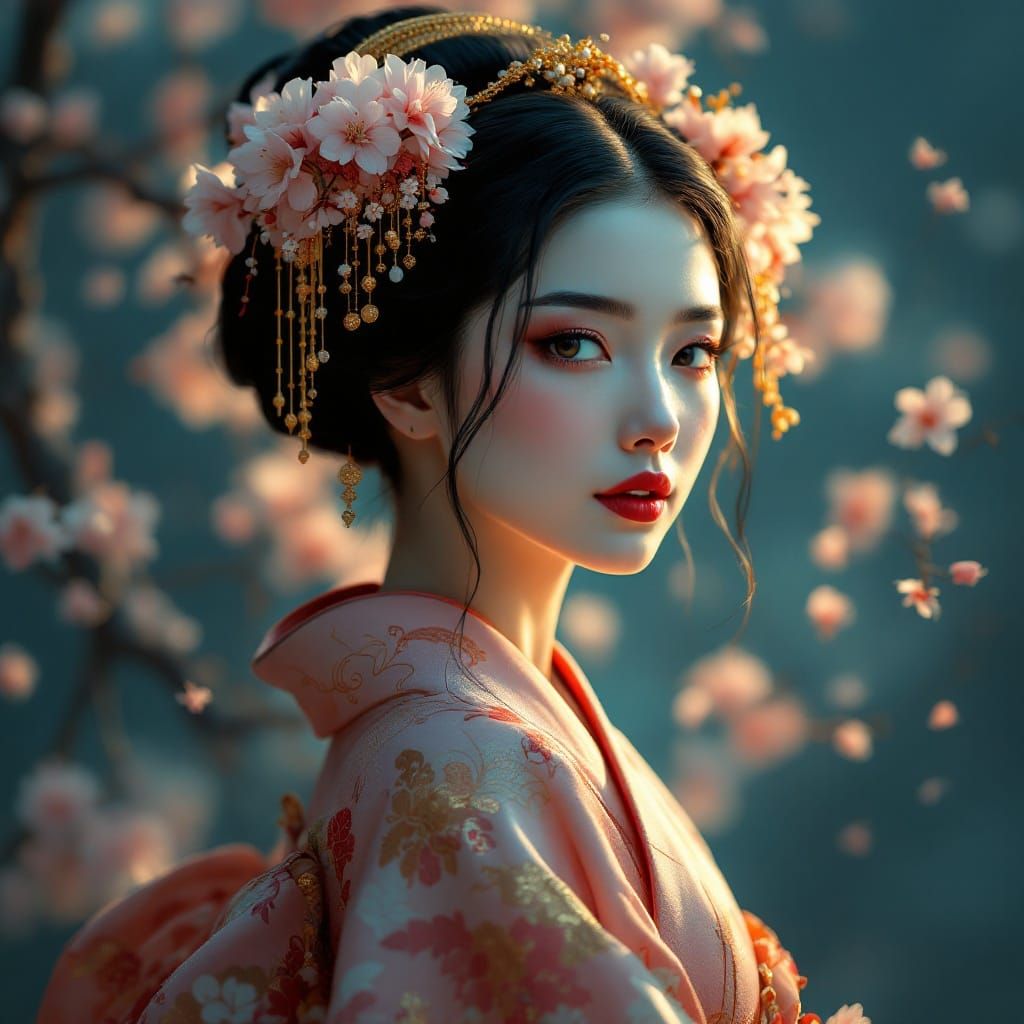 Traditional Japanese Beauty in Shin Hanga Style