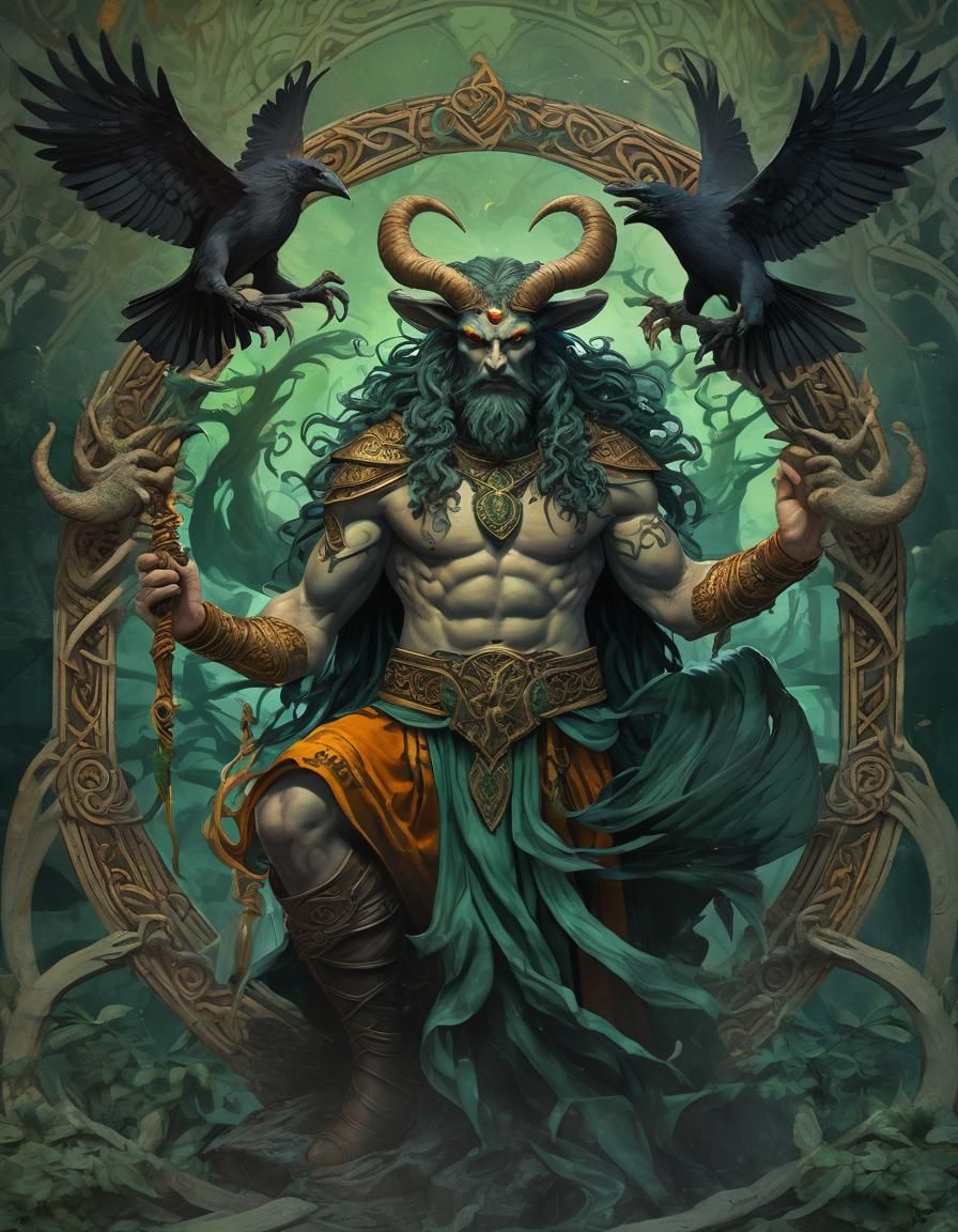 Celtic Gods Cernunnos and Morrigan Fantasy Art