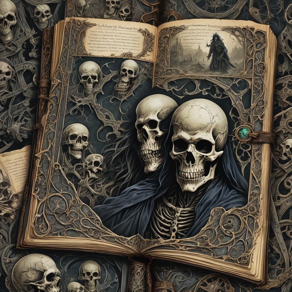 The Phantom Chronicle: Necromantic Book in Dark Fantasy Art