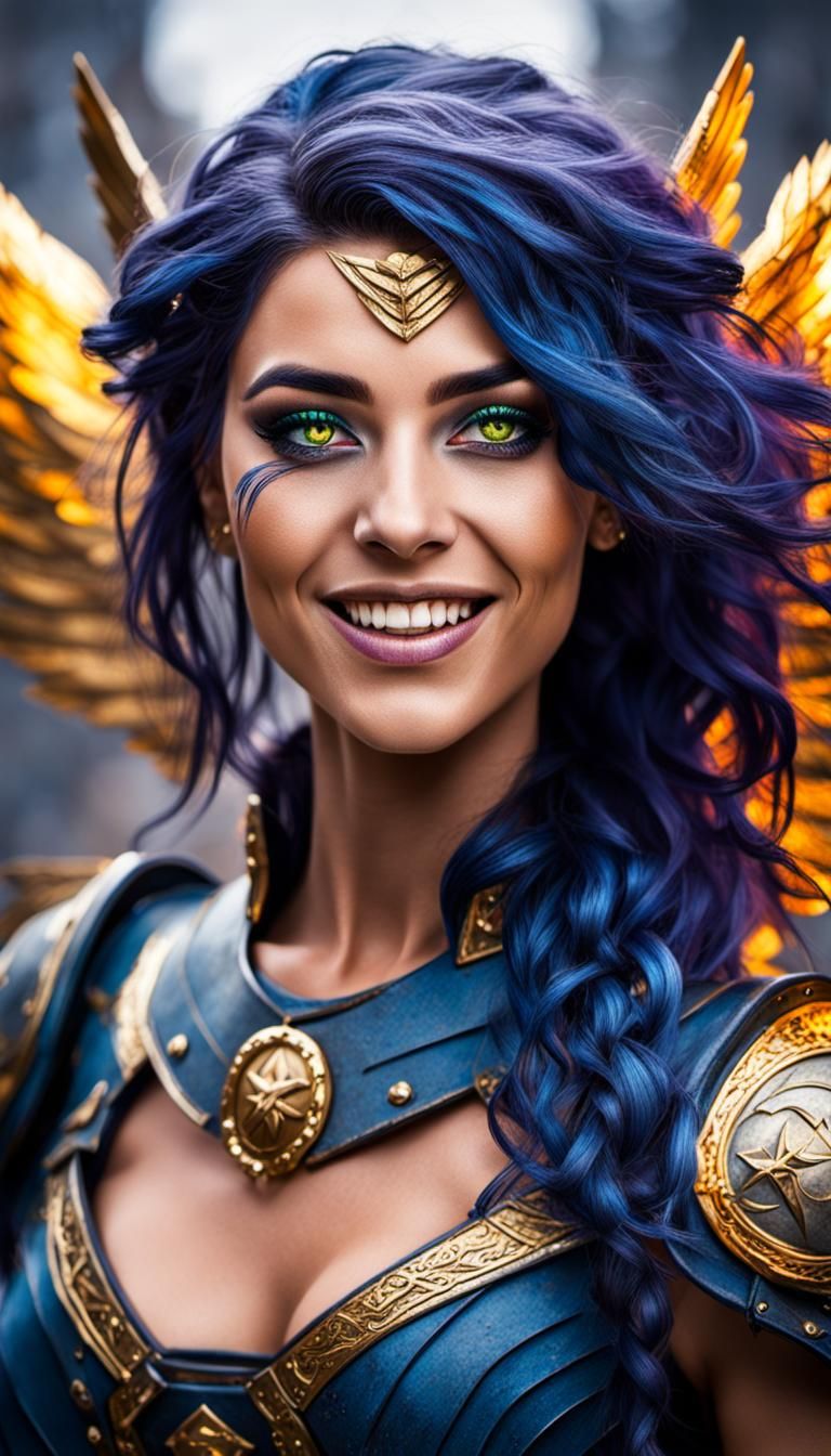 Angelic Valkyrie Portrait with Apocalyptic Colors