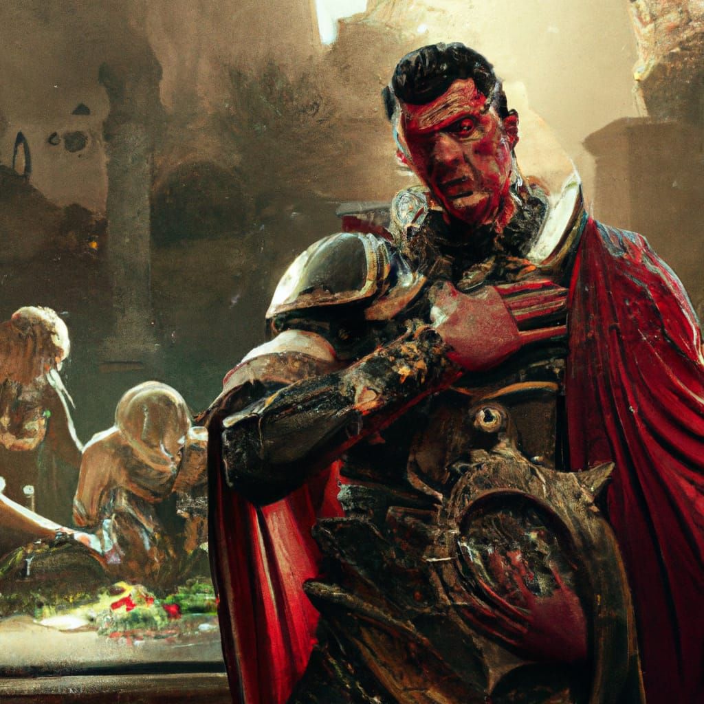 Julius Caesar and Legion X: Dark Fantasy Art