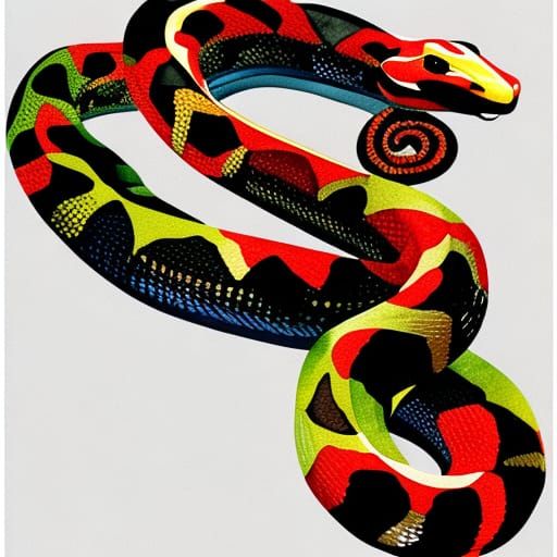 Watercolor Clipart Boa Constrictor Illustration