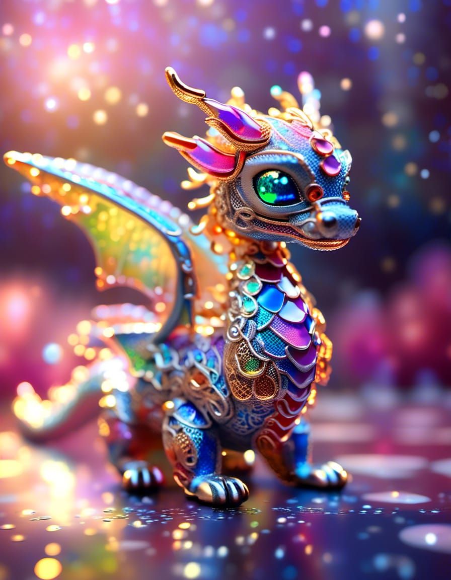Majestic Chibi Dragon of Filigree Silk
