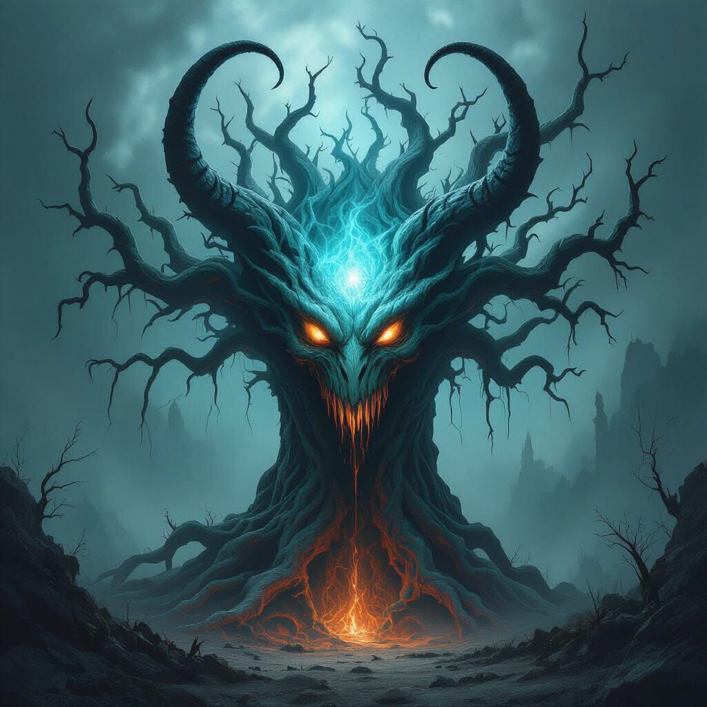 Eldritch Tree Beacon Pulses With Blue Energy