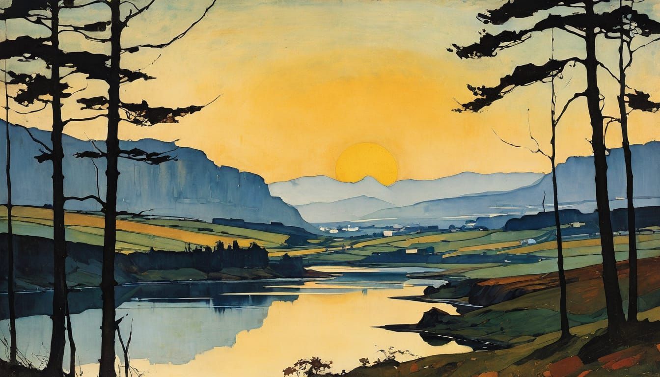 Vibrant Grunge Landscape Art