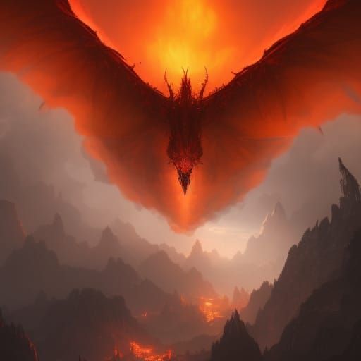 Epic Three-Headed Dragon Over Burning Forest