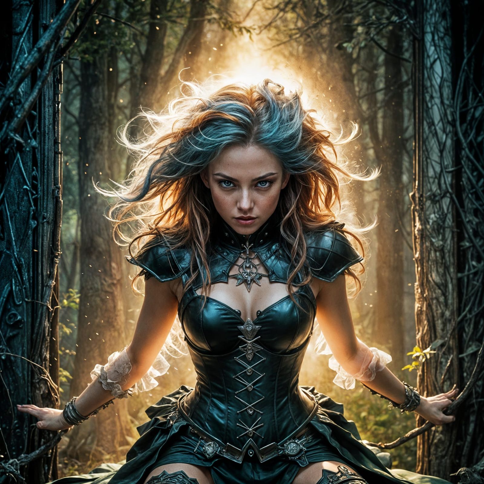 Beautiful Elf with Flowing Hair, Detailed Fantasy Art