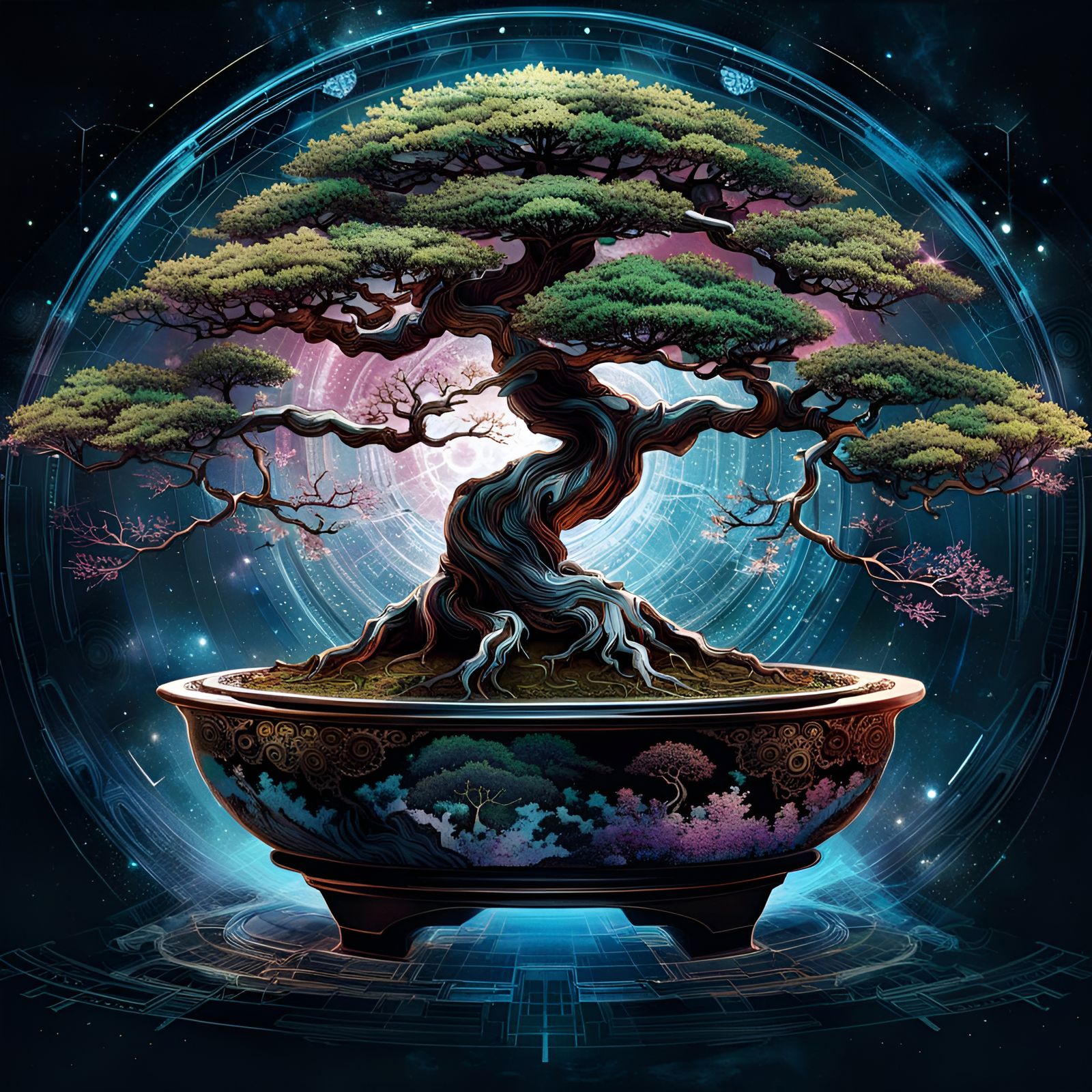 Elaborate Bonsai Tree in Fractal Space