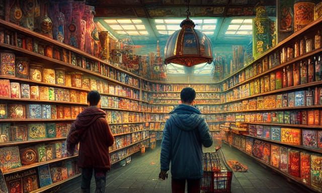 Elaborate Adults Shop in Fantasy Art Style