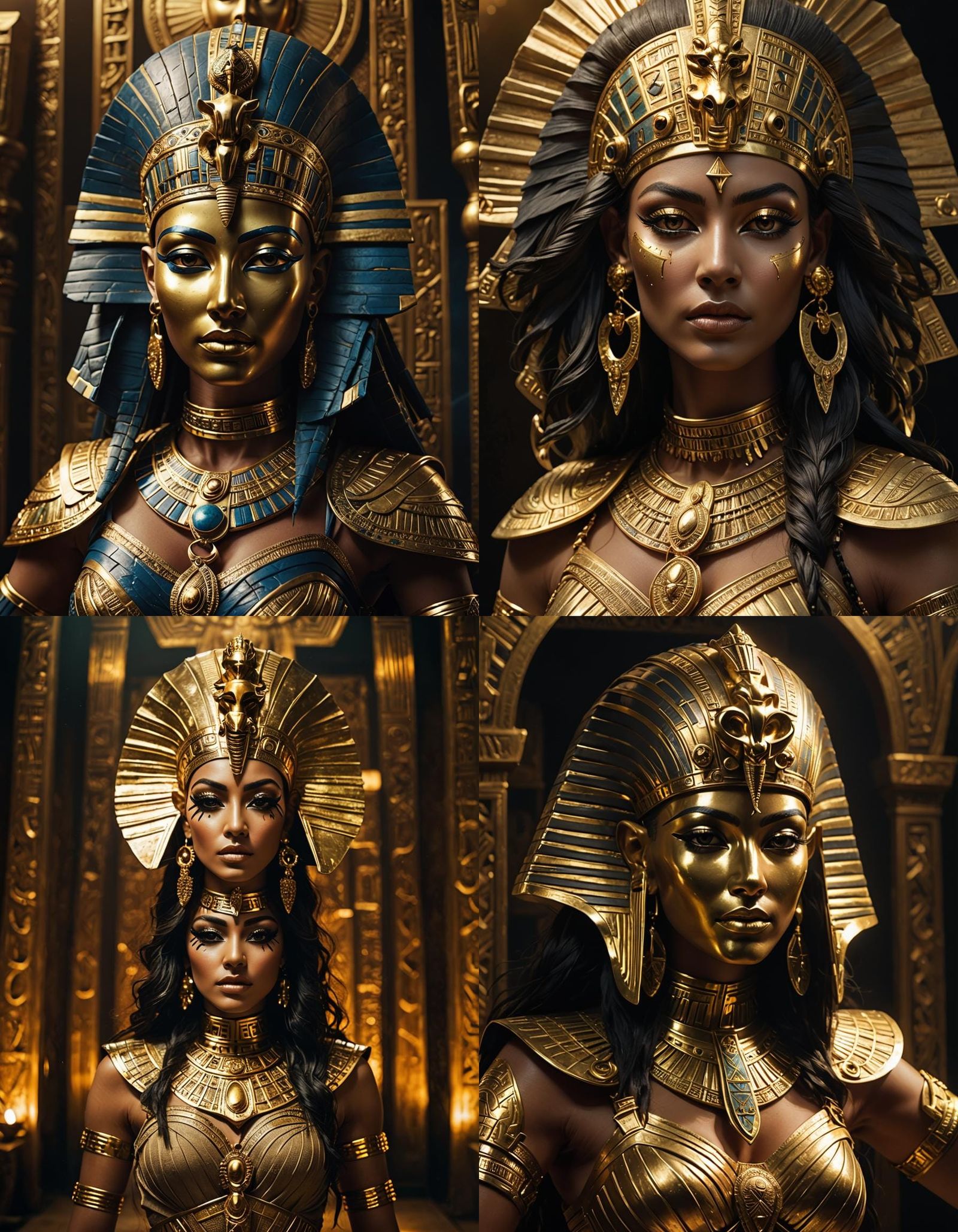 A  metal Ishtar wearing King Tut's gold death mask