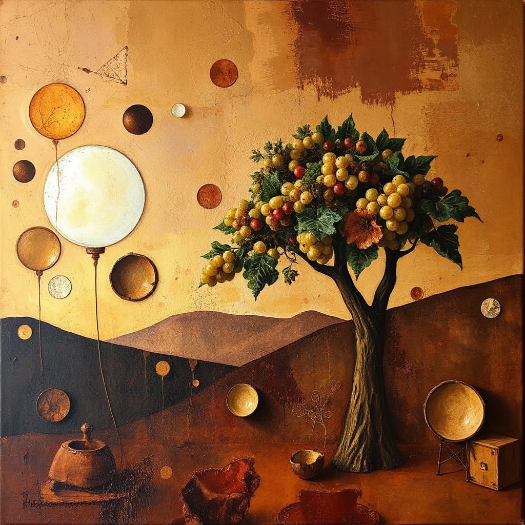 Abstract Surreal Brown Vineyard