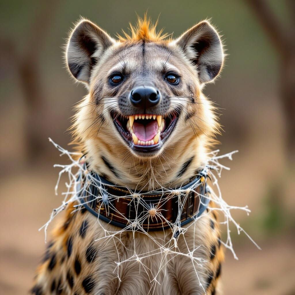 Laughing Hyena With Spider Web Belt
