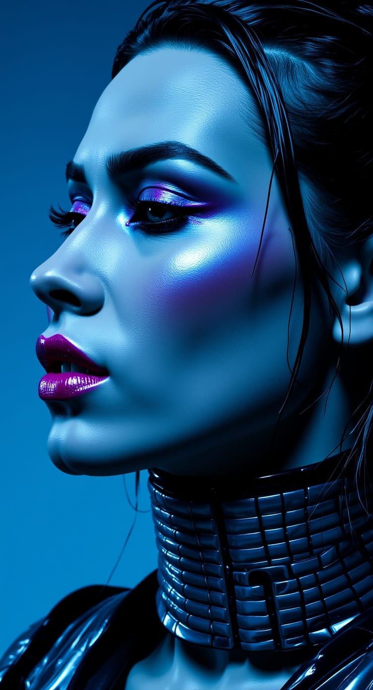 Futuristic Fashion Model in Cyberpunk Style