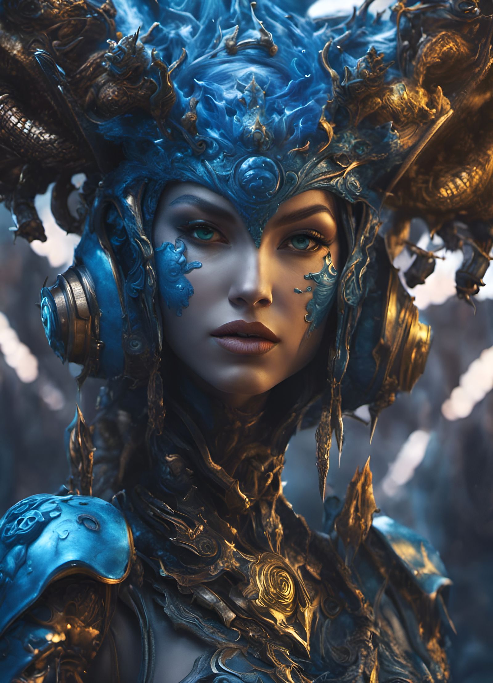 Blue Venom Goddess in Digital Art Style