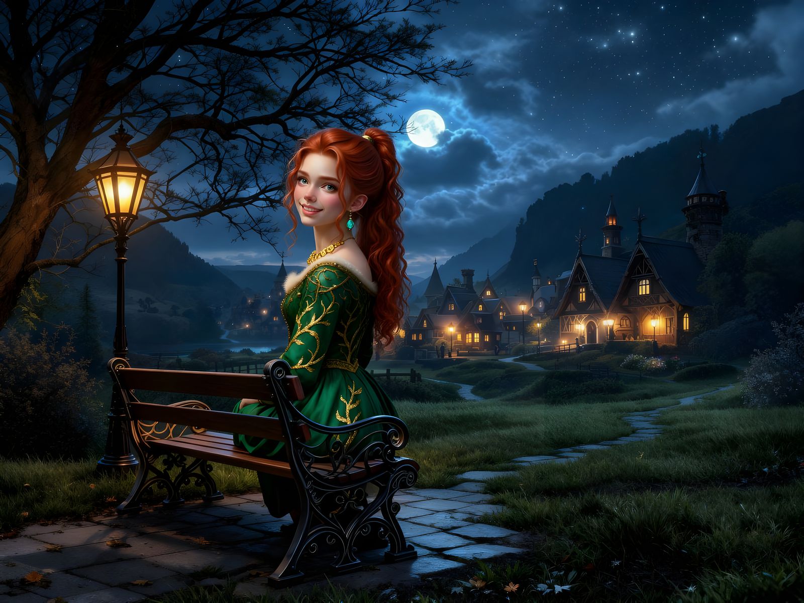 Girl Smiles Kindly While Sitting on Bench