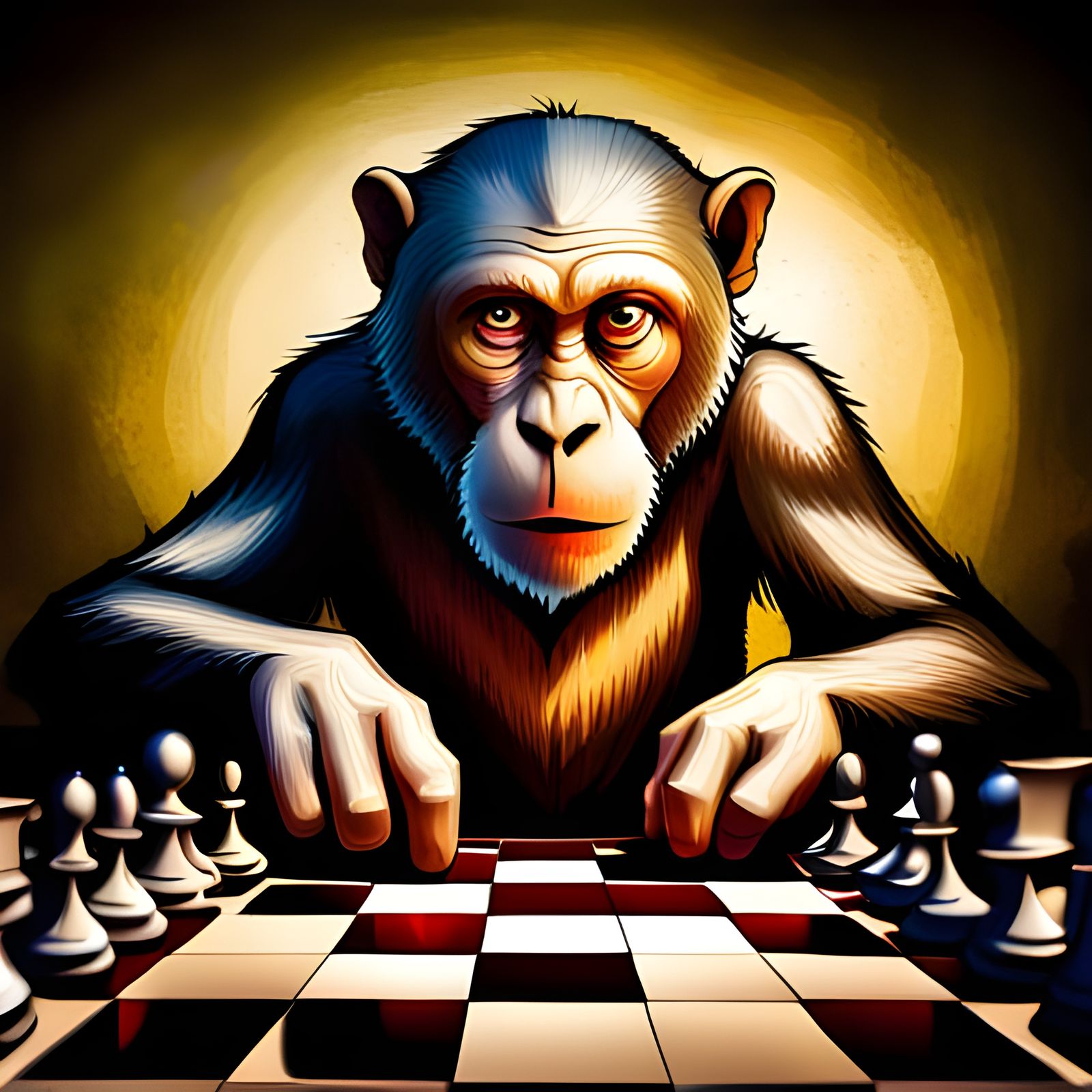 Monkey Chess Master in Hyperrealistic Detail