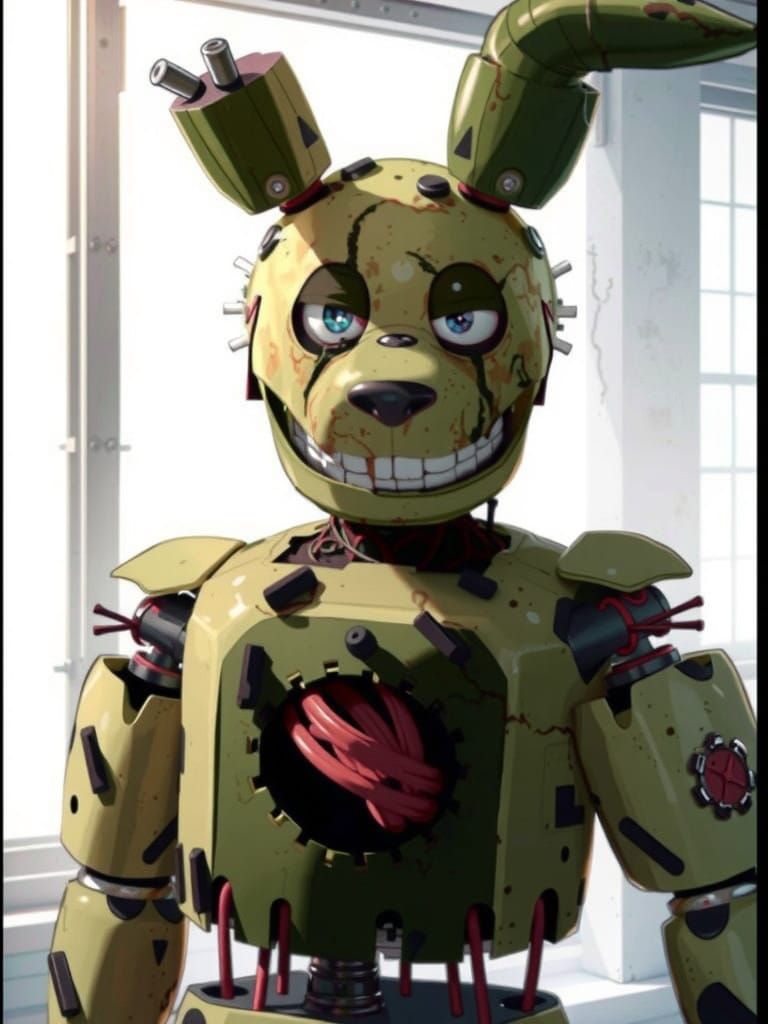 Springtrap in a Haunting Abandoned Landscape