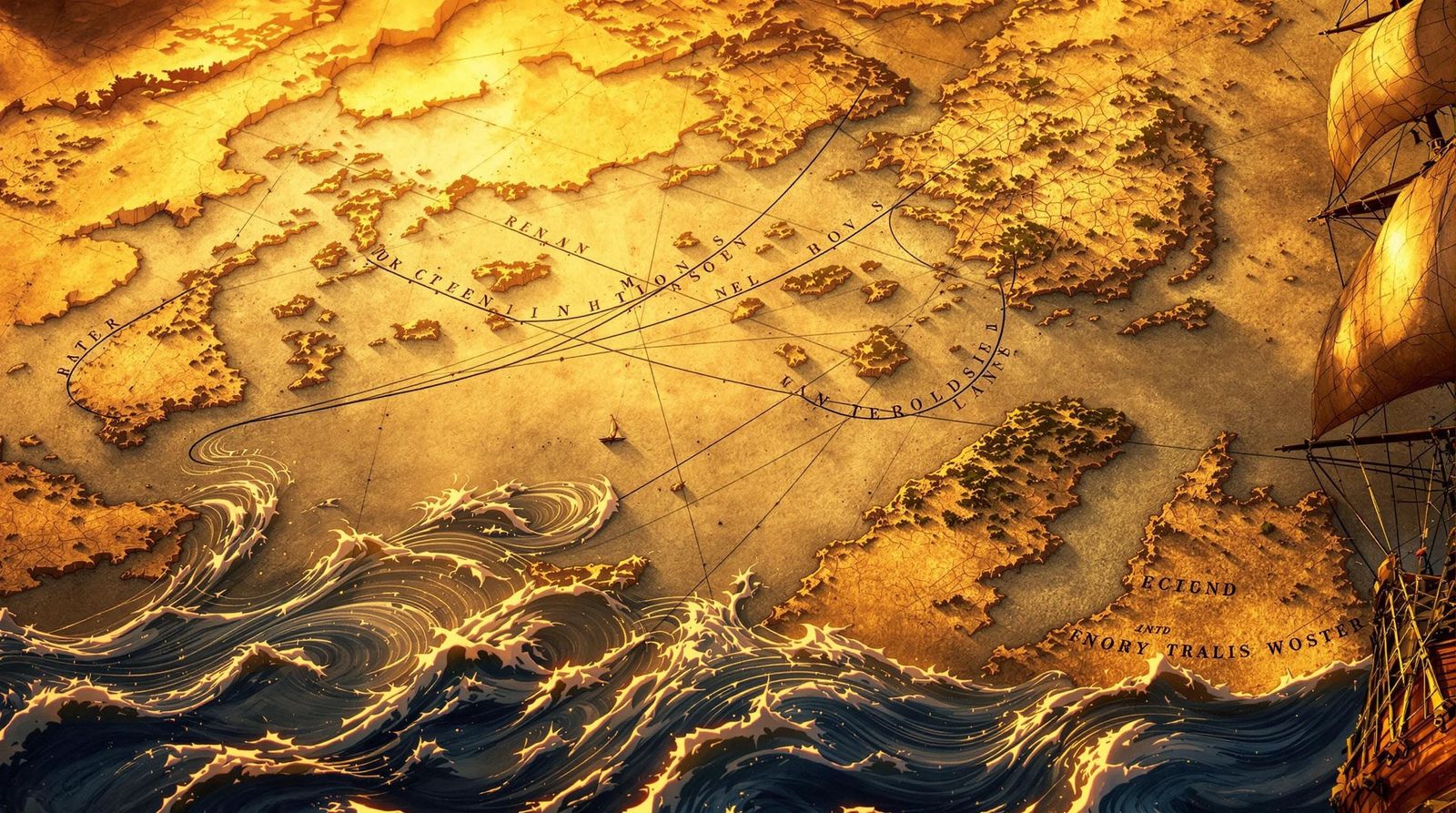 Ancient Nautical Chart in Unreal Engine 5 Style