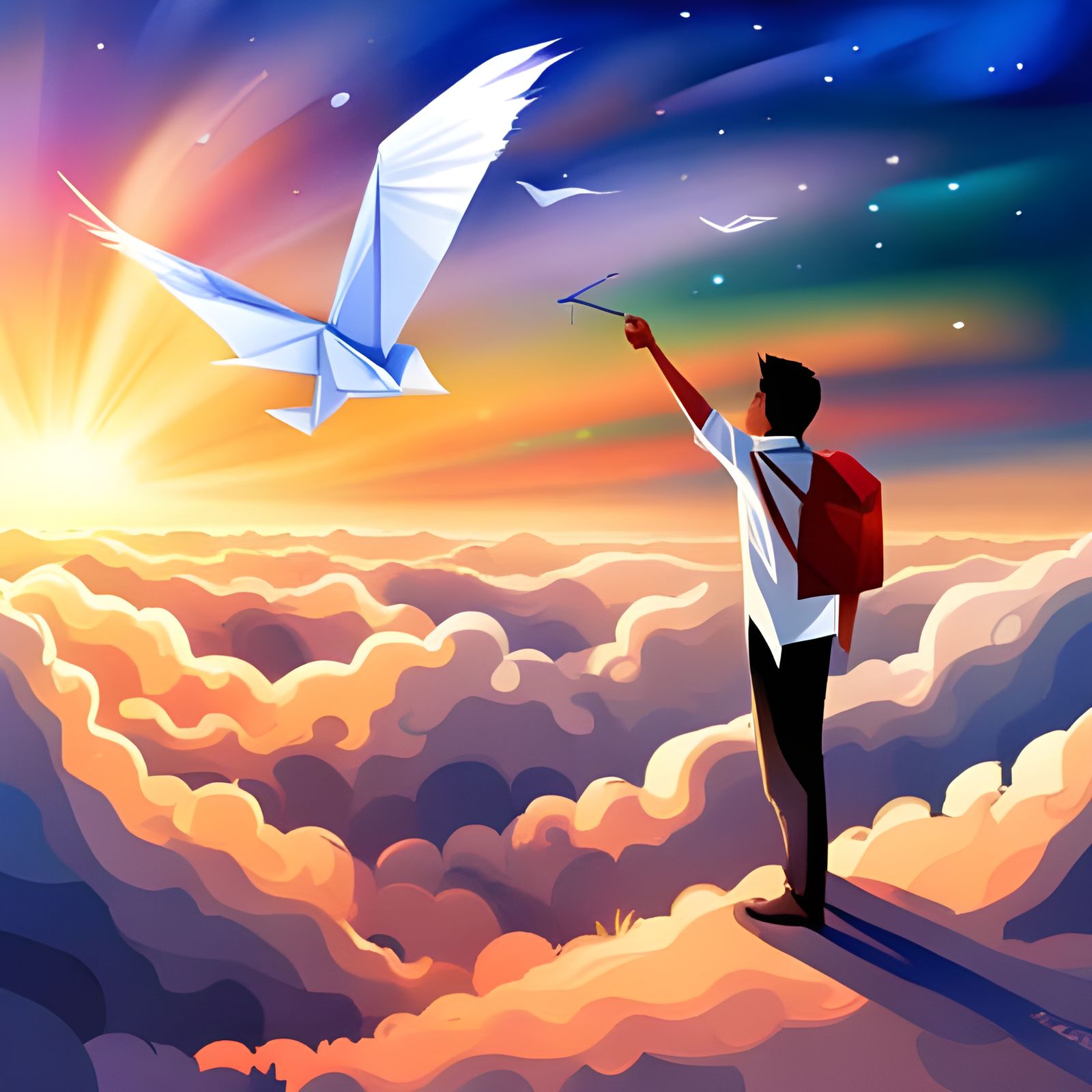 Elaborate Origami Figure with Wings