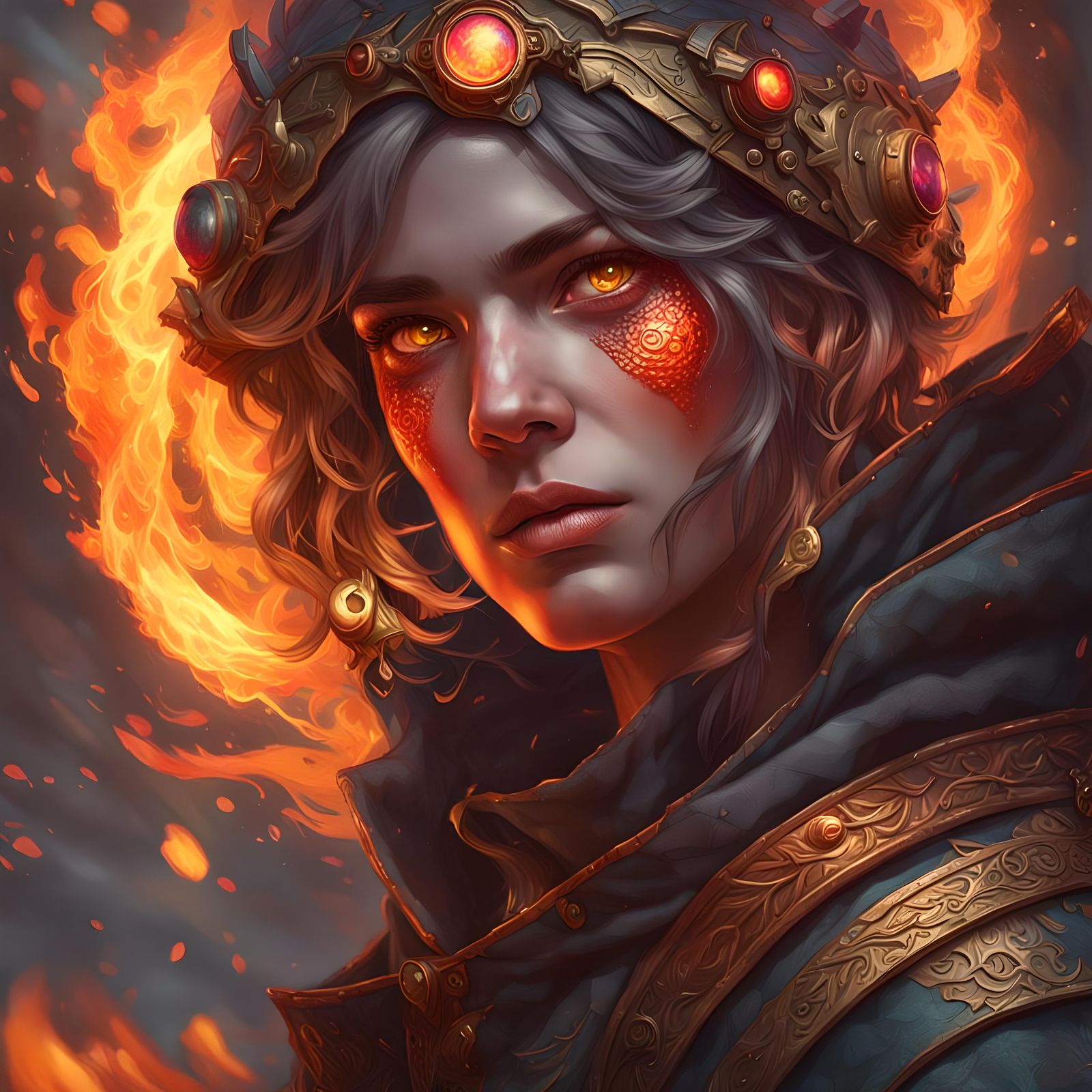 Intricate Portrait of Fire Eyes in Unreal Engine