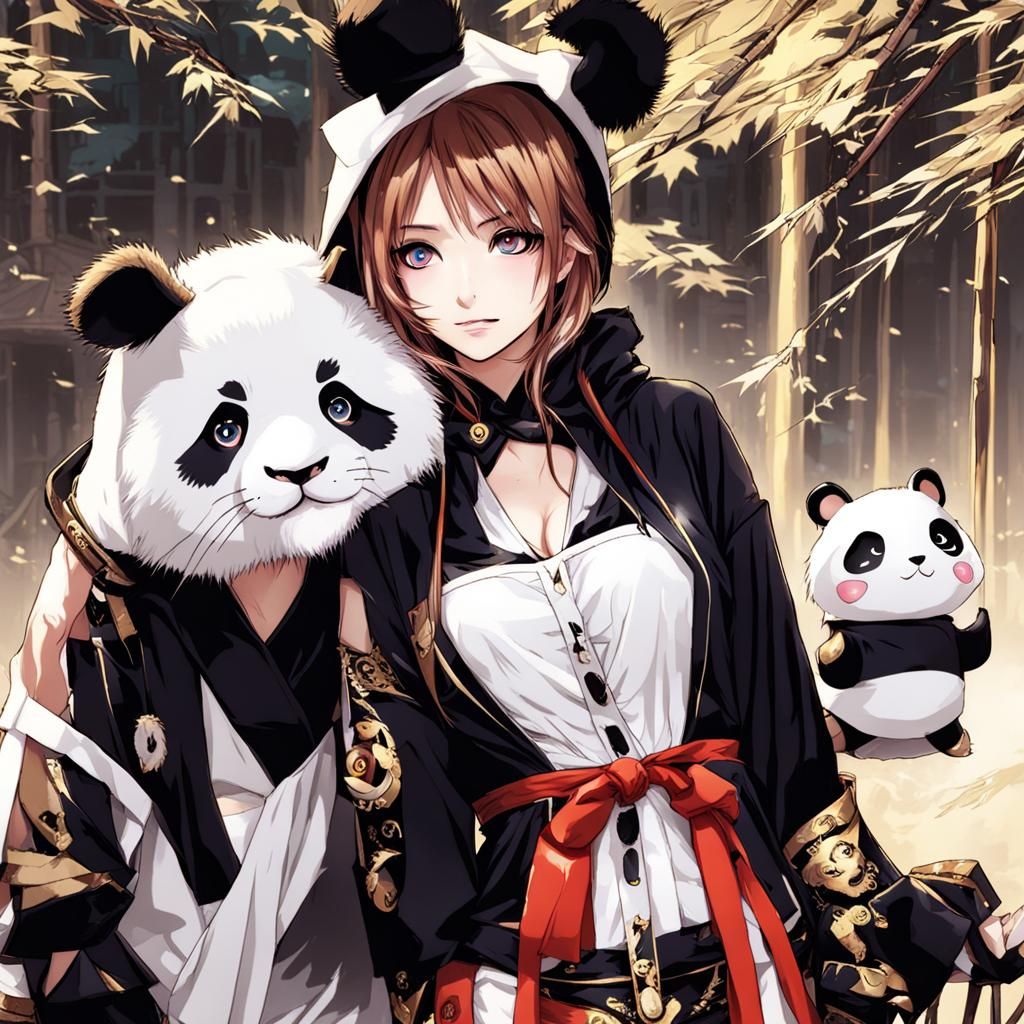 Panda Cosplay Girl with Neko Features