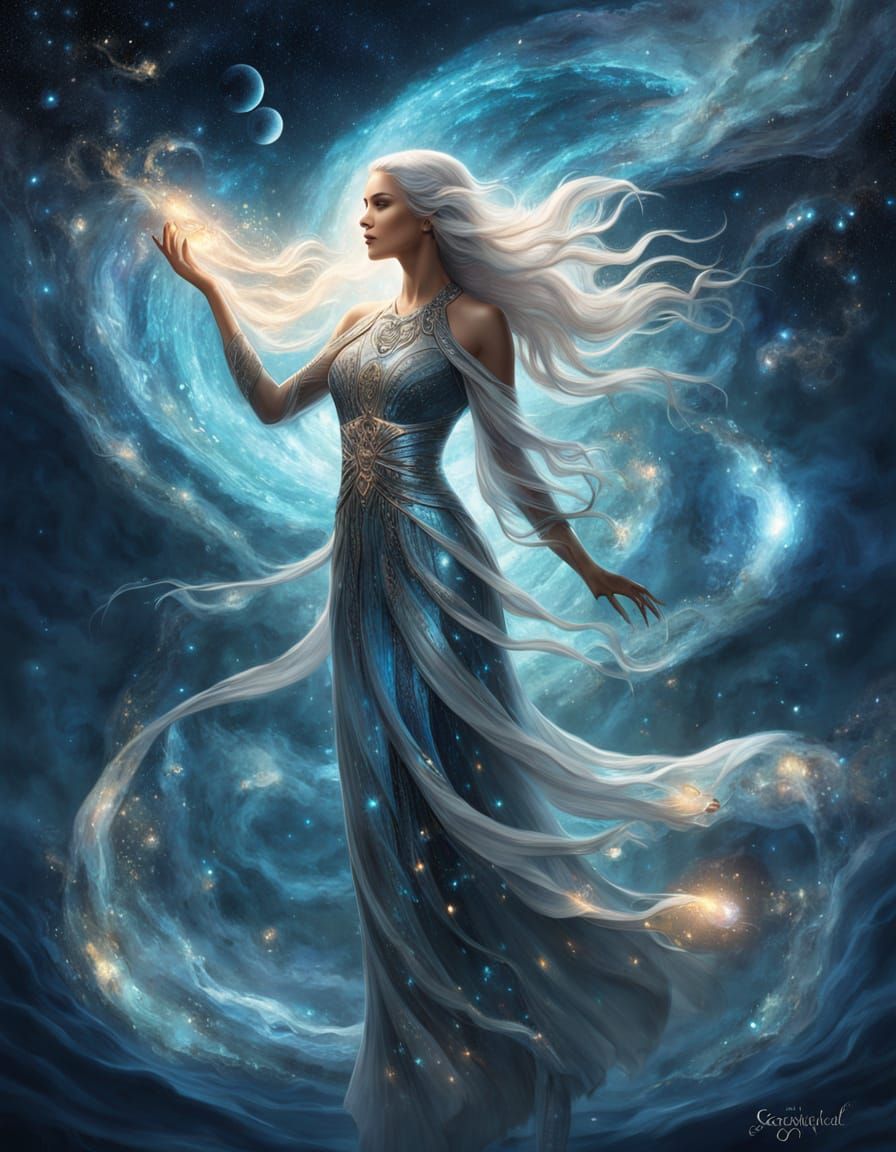 Divine Goddess of the Celestial Ocean in a Dreamlike Astral ...