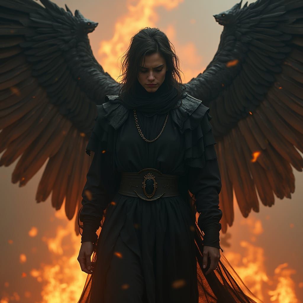 Dark Angel Tormented by Flames
