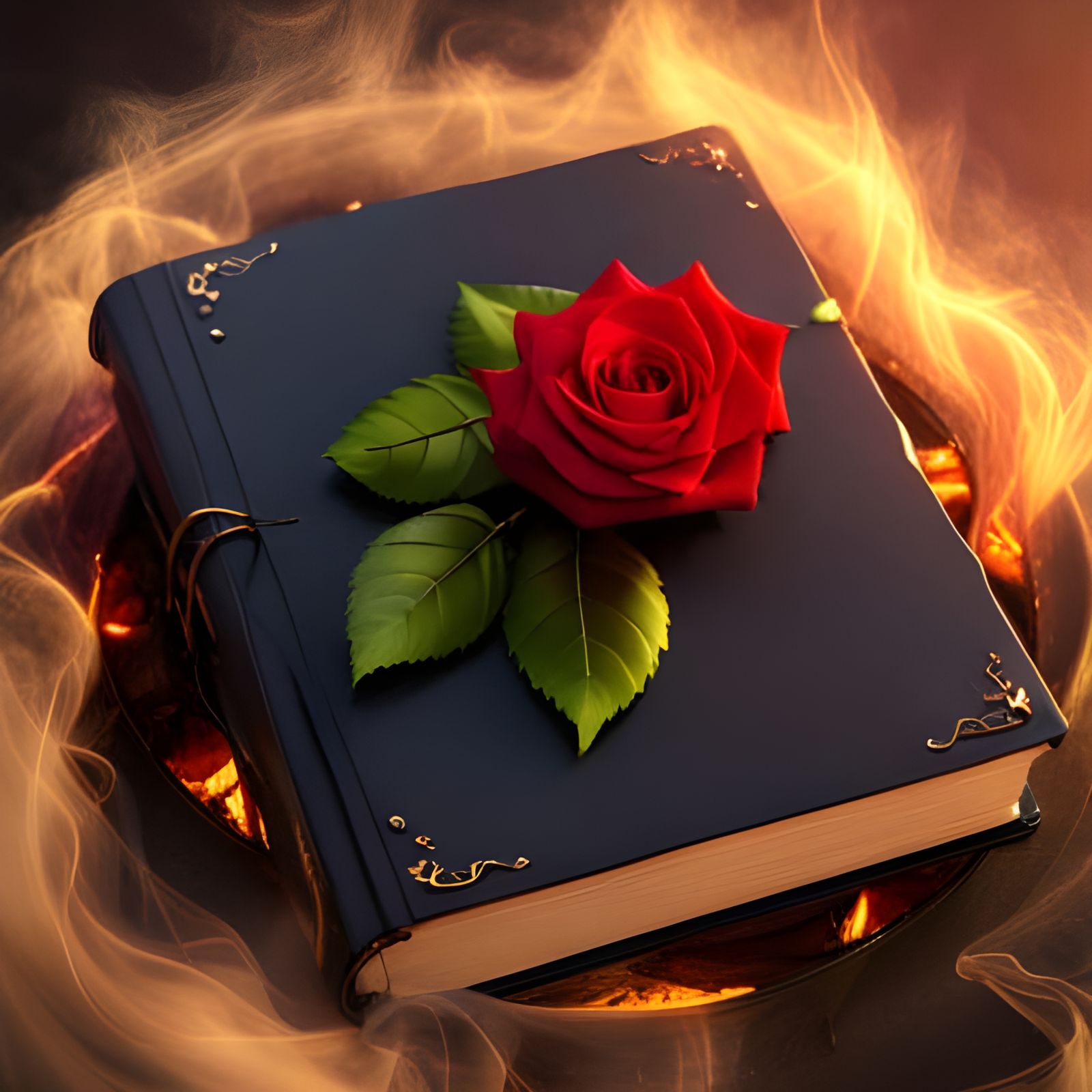 Floating Book with Rose, 3D Render