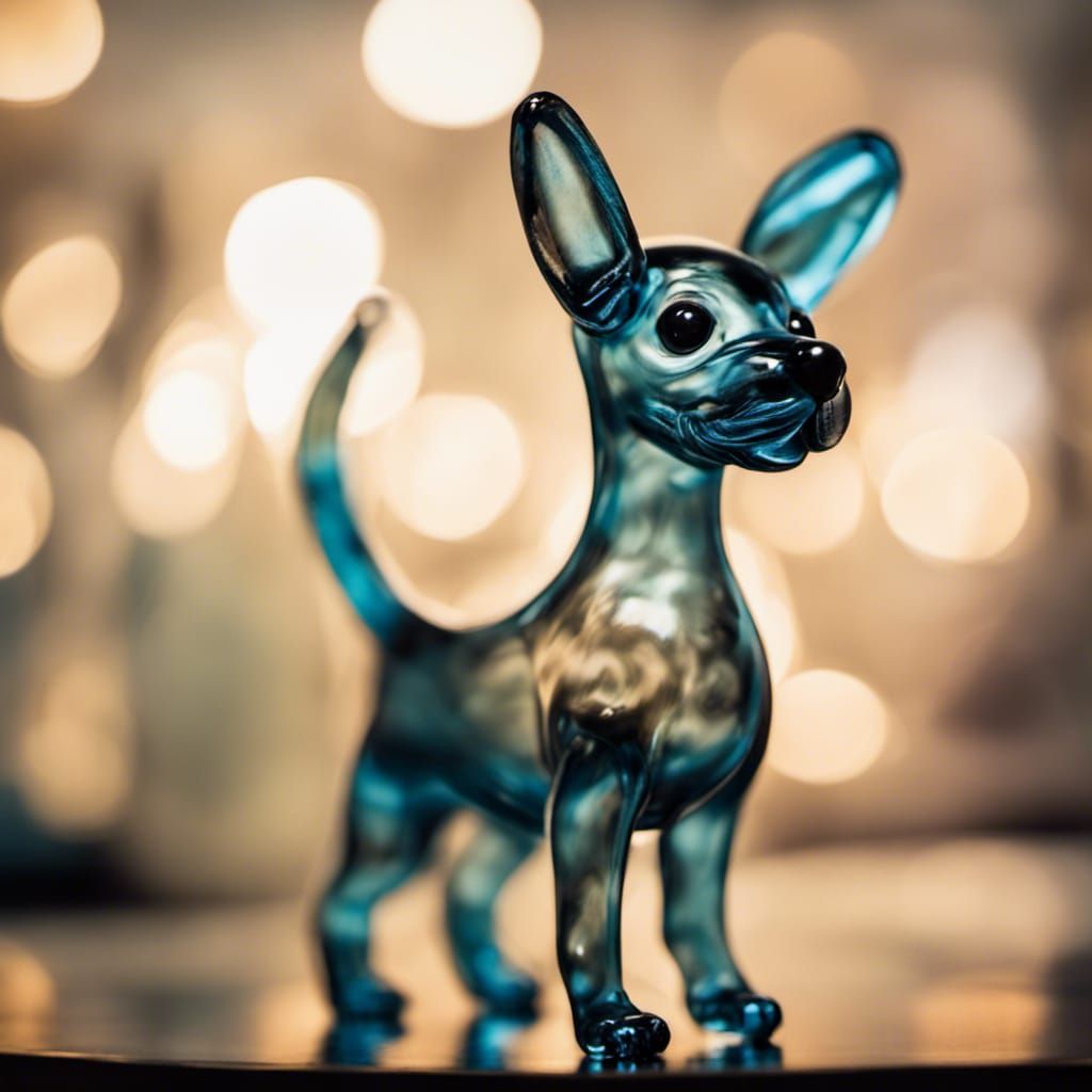 Whimsical Blown Glass Puppy with Black Accents