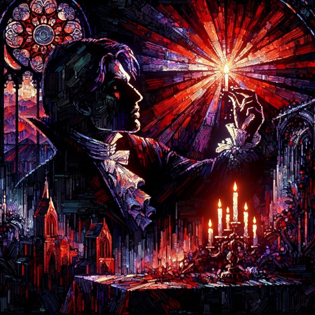 Romantic Vampire in Gothic Moonlight