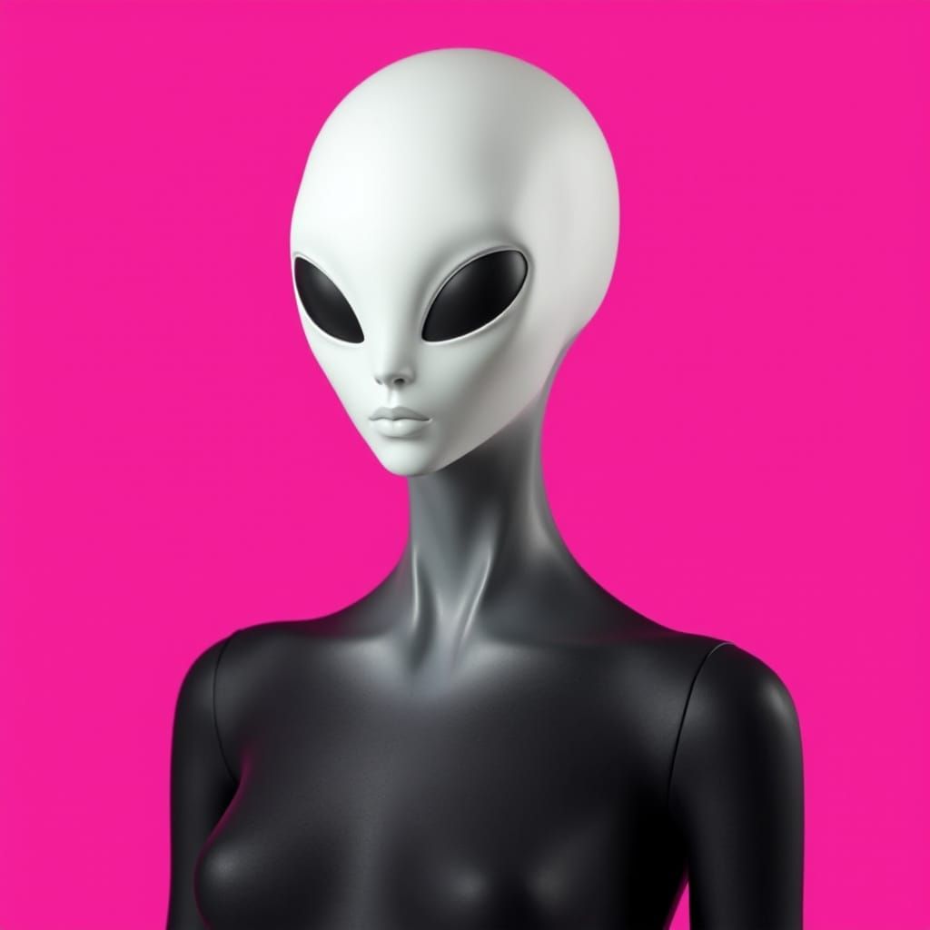 Sleek Androgynous Mannequin in Electric Magenta Studio Light...