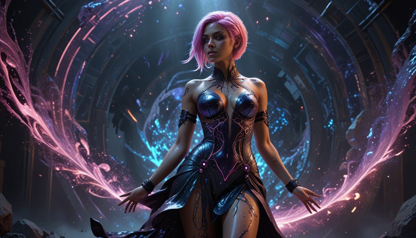 Dark Fantasy Indian Woman in Sci-Fi Gothic Dress