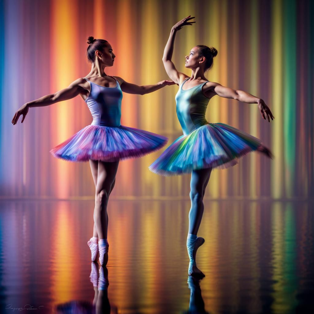 Rainbow Hologram of Two Ballerinas