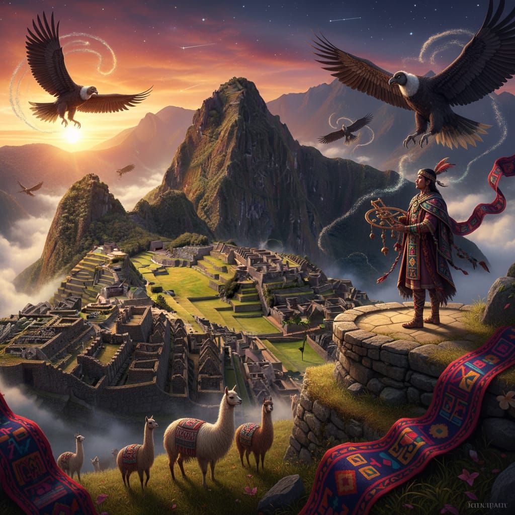 Inca Citadel at Sunrise: Andean Fantasy Realism