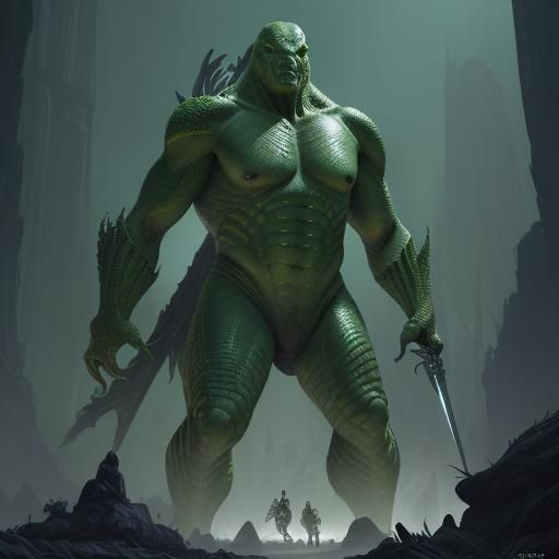 Reptilian Warriors in Dark Fantasy Style