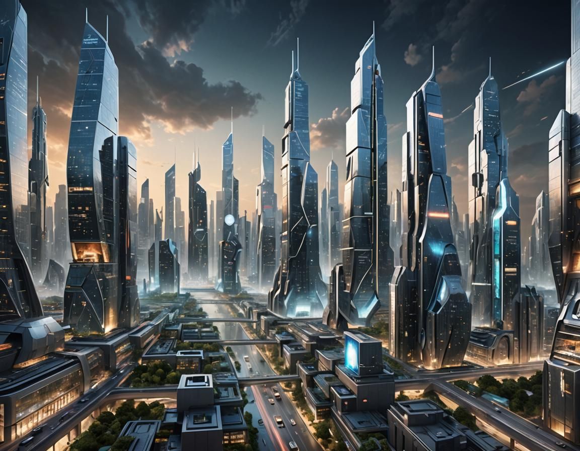 Evolving Futuristic Metropolis in Cyberpunk Style