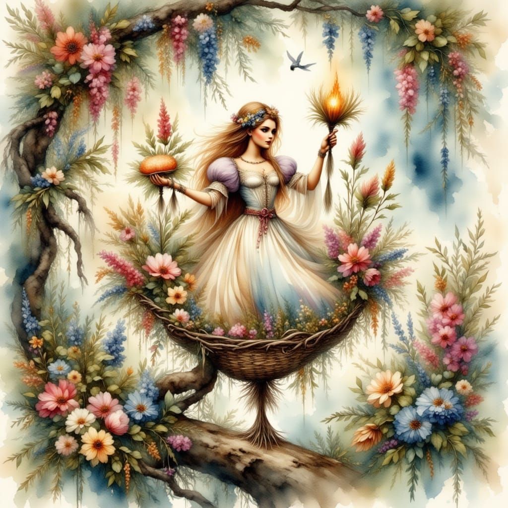 Fairytale Magic in Antique Watercolor Style