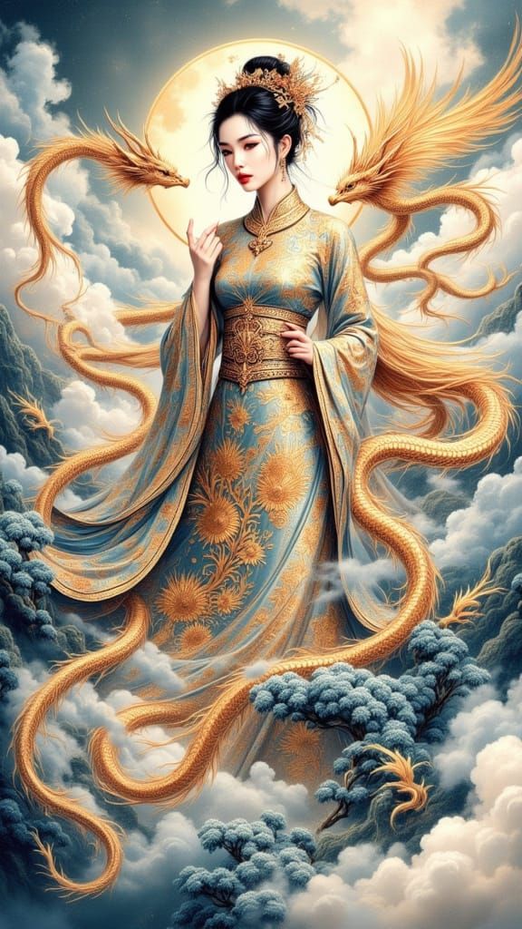Ethereal Chinese Empress in Traditional Dress, Inspired by C...