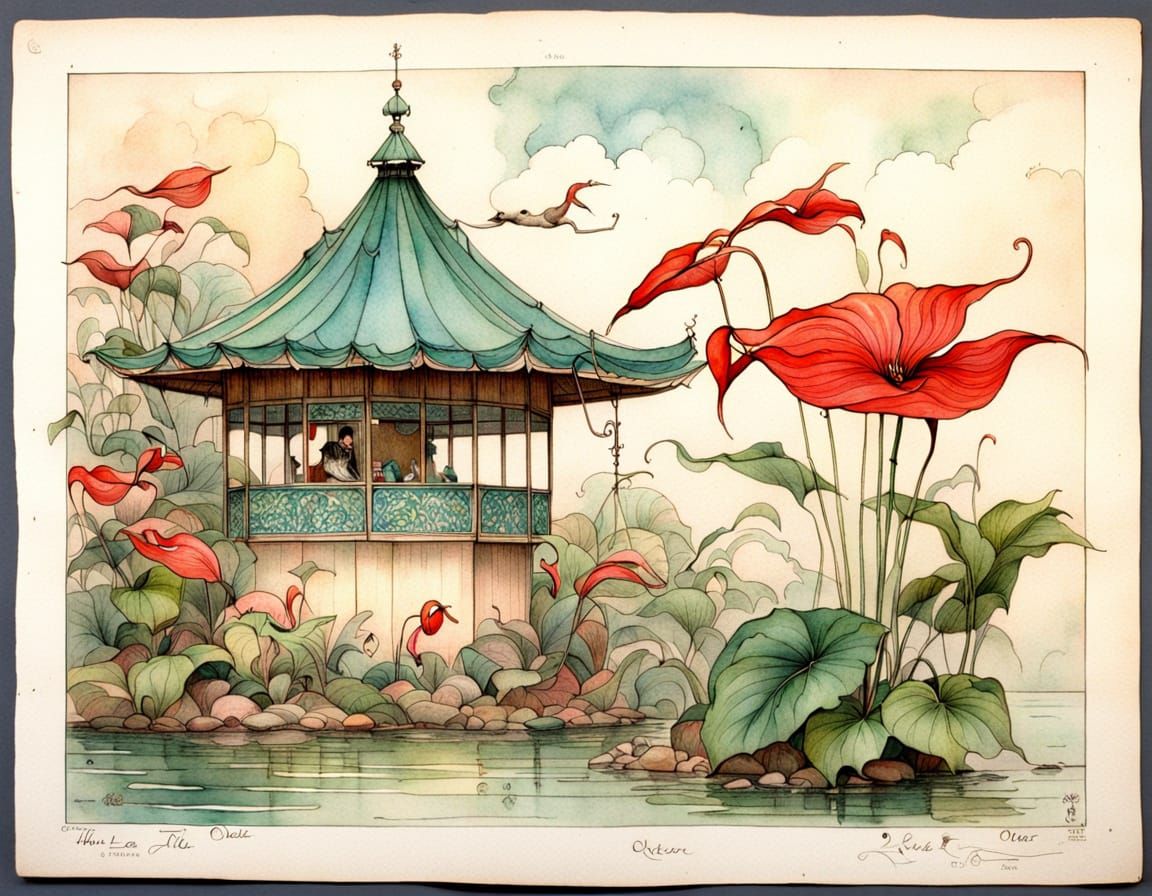 Delicate Watercolor Leaf from a Whimsical Children's Book