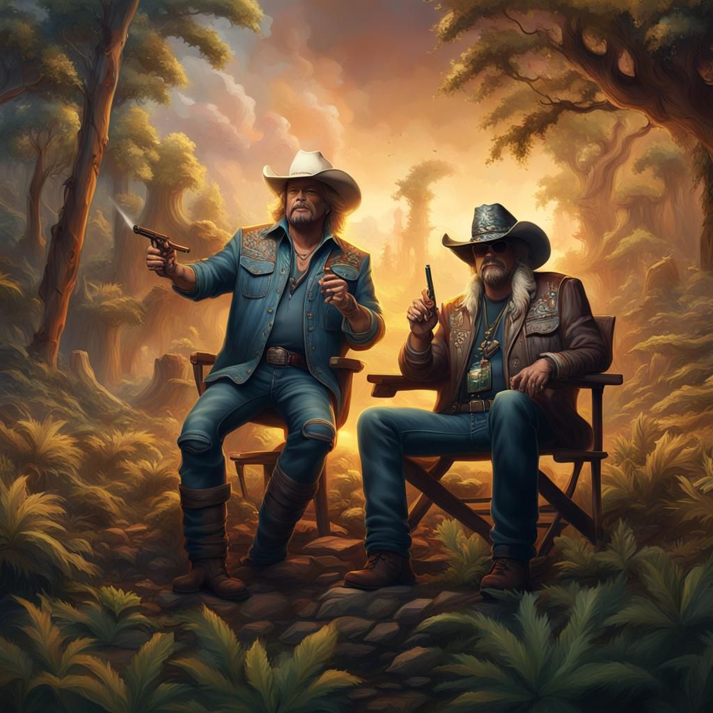 Musicians Smoking Weed: Detailed Matte Painting