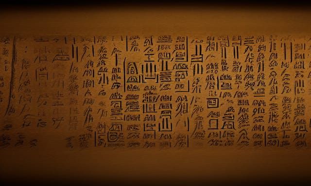 Ancient Hieroglyph Papyrus Scroll in Dark Fantasy Style