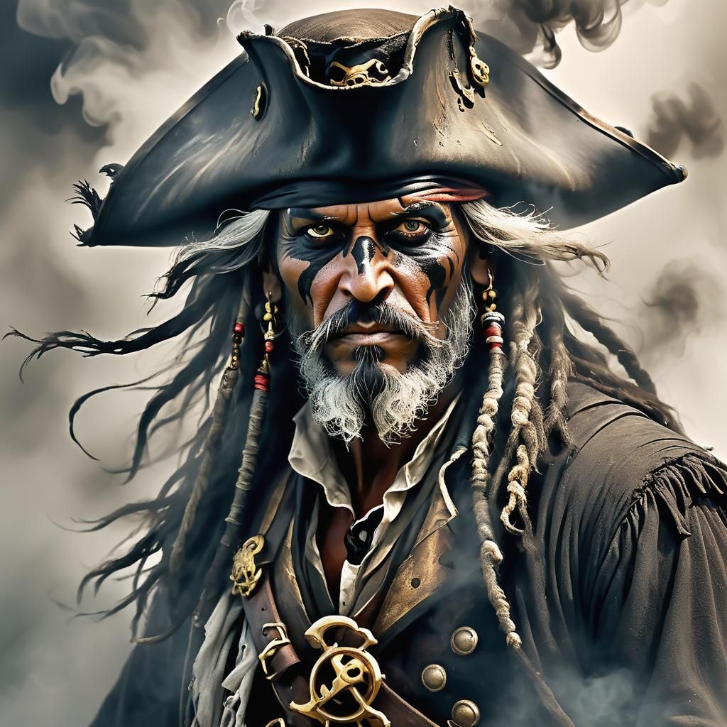 Enigmatic Smoky Pirate Portrait in Detailed Matte Painting
