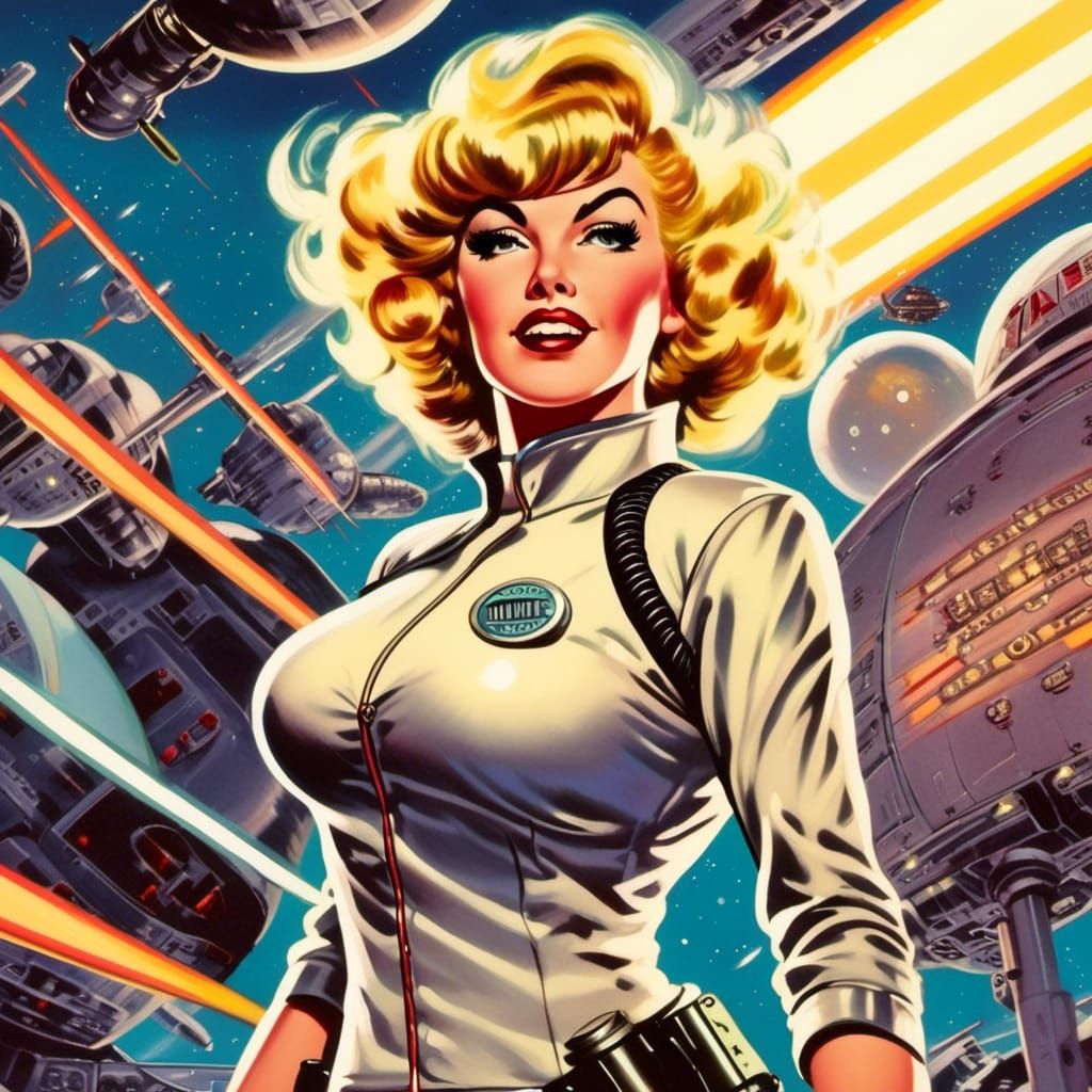 Plus-Size Woman Takes Power in Retrofuturistic Pulp Art
