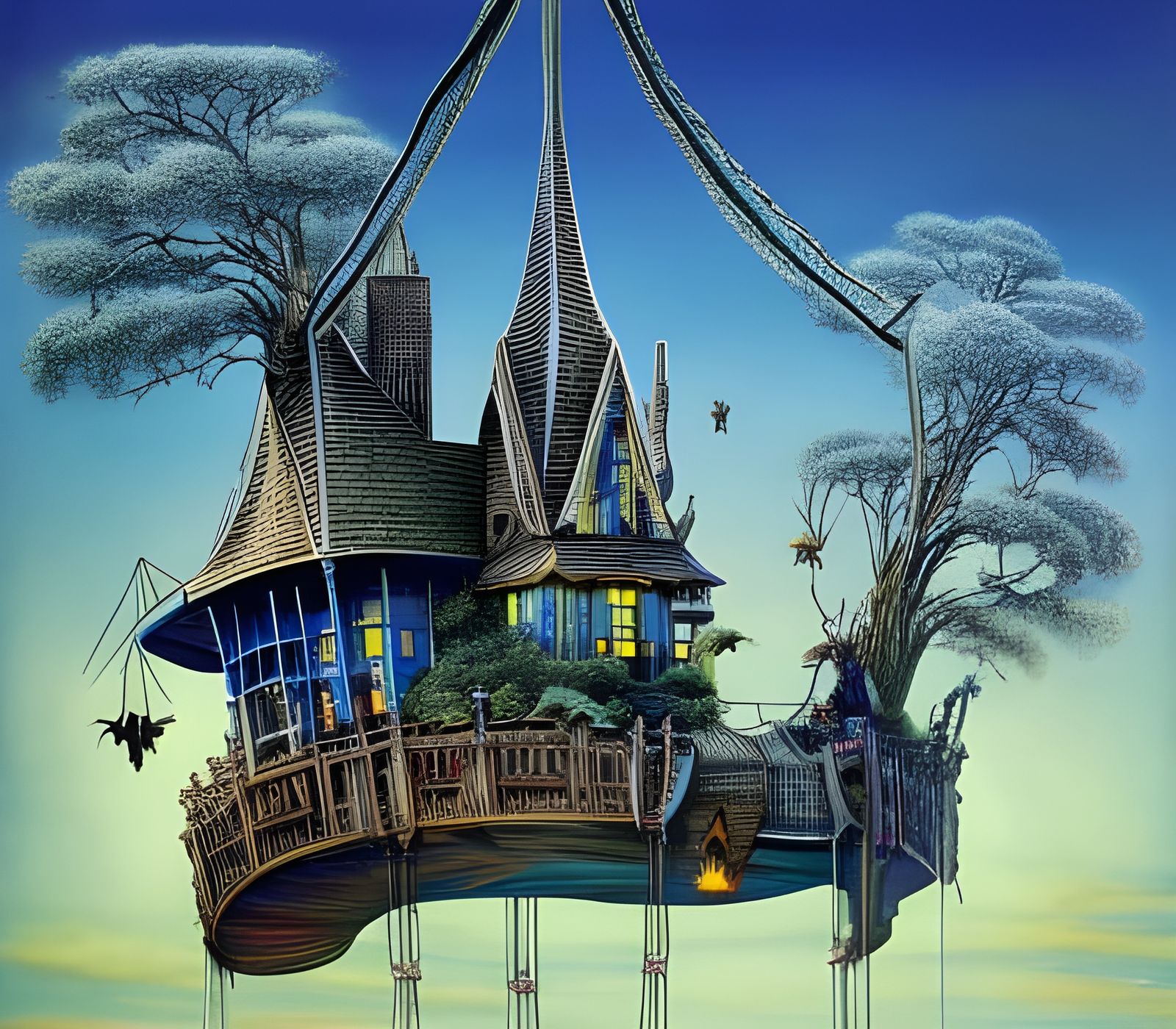 Haunted Houseboat at Night: Digital Matte Painting