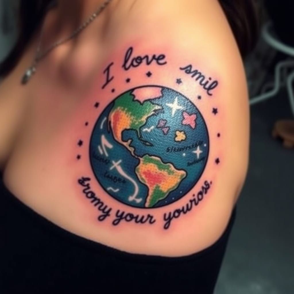 Cosmic Planet Adorned with Declarative Tattoos
