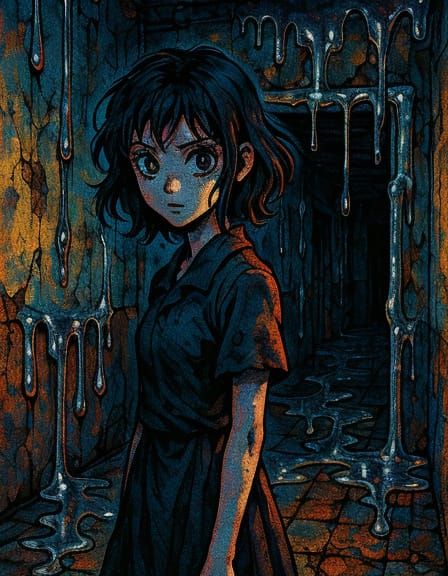 Manga Female in Dystopian Liminal Asylum